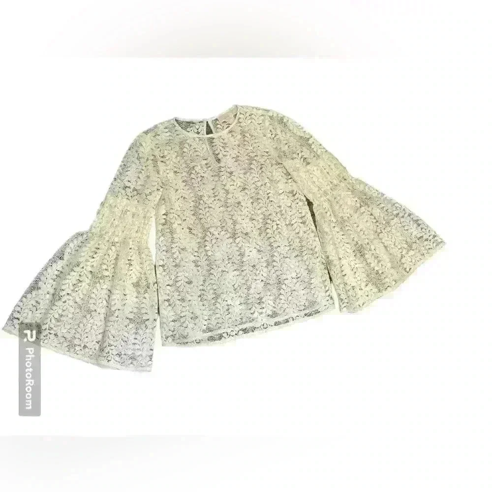 Michael Kors Lace Long Bell Sleeve Top Color Cream/Off White Size XXS